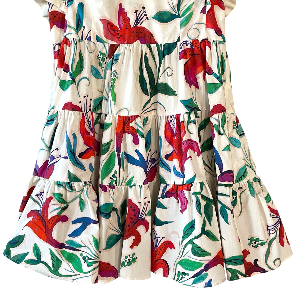 La DOUBLEJ Honeybun Women's Size Large Floral Cotton Tiered Mini Dress Italy NEW - Picture 8 of 16